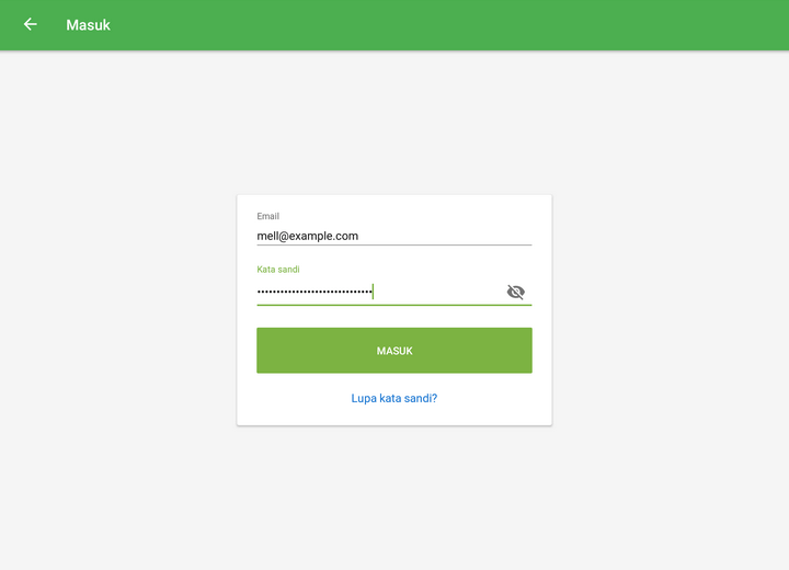 E-mail dan password
